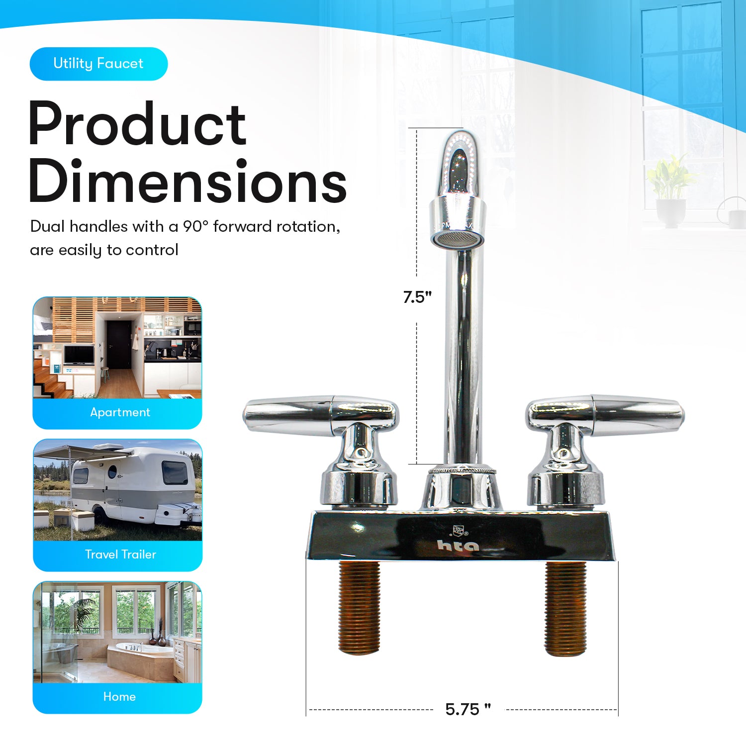 4" Centerset Faucet with Standard Handles