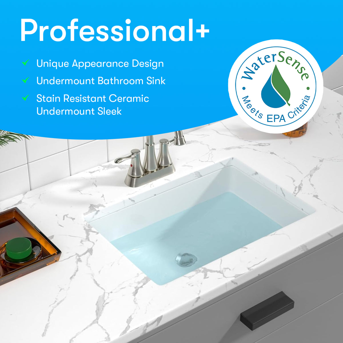 Undermount Bathroom Sink w/ Overflow (20" X 14" X 9")