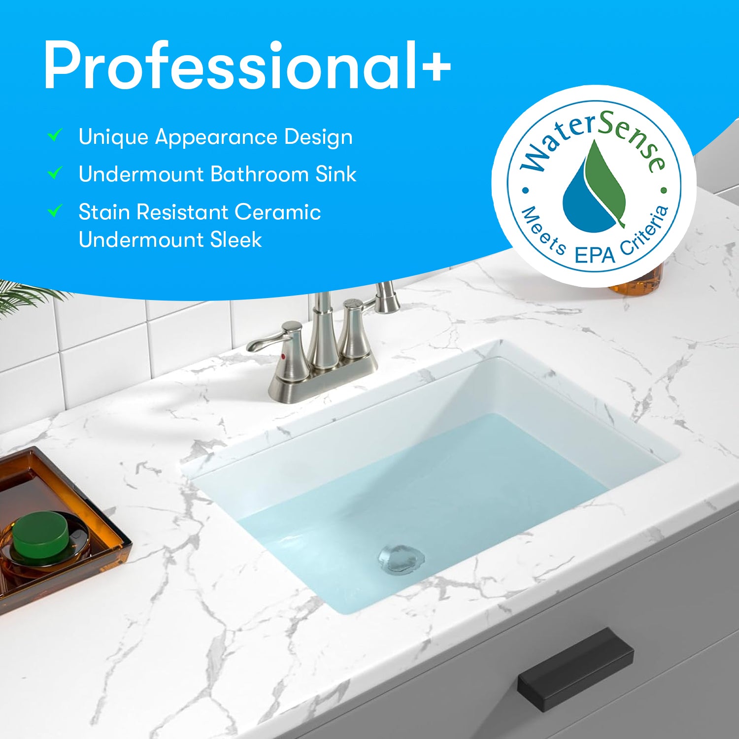 Undermount Bathroom Sink w/ Overflow (20" X 14" X 9")