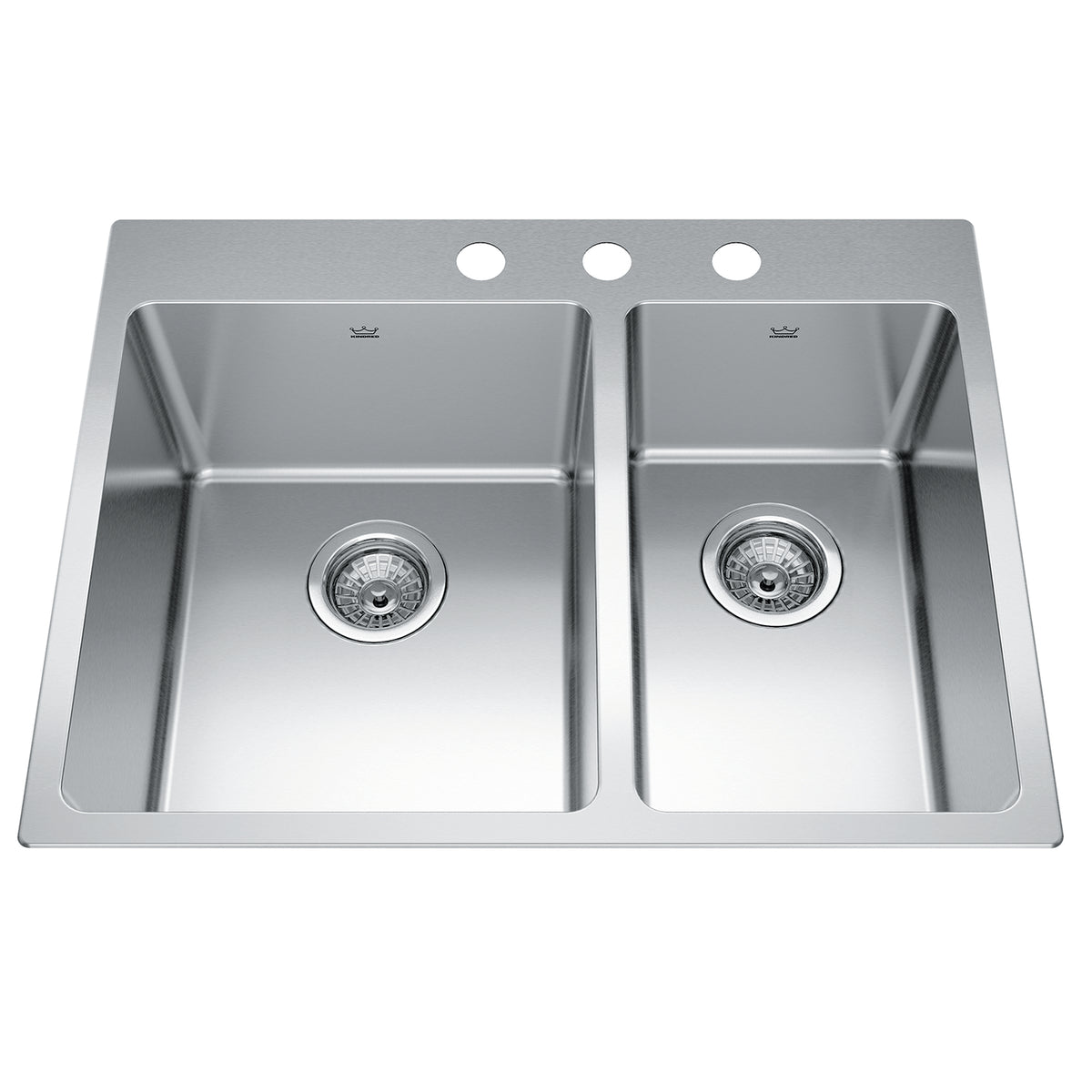 Kindred BCL2127R-9-3- Brookmore 27-in LR x 20.9-in FB Drop in Double Bowl Stainless Steel Kitchen Sink - FaucetExpress.ca