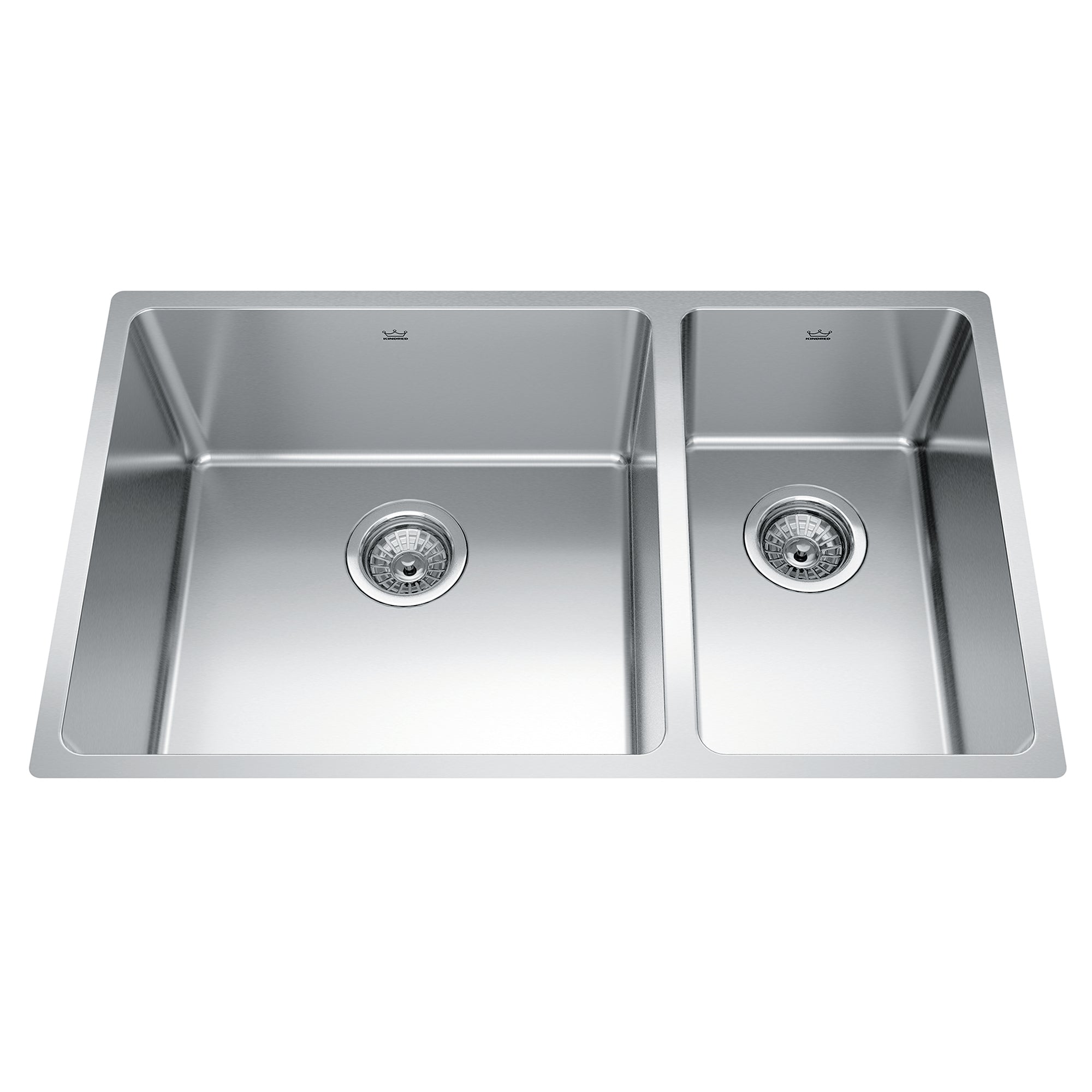 Kindred BCU1831R-9- Brookmore 30.6-in LR x 18.2-in FB Undermount Double Bowl Stainless Steel Kitchen Sink