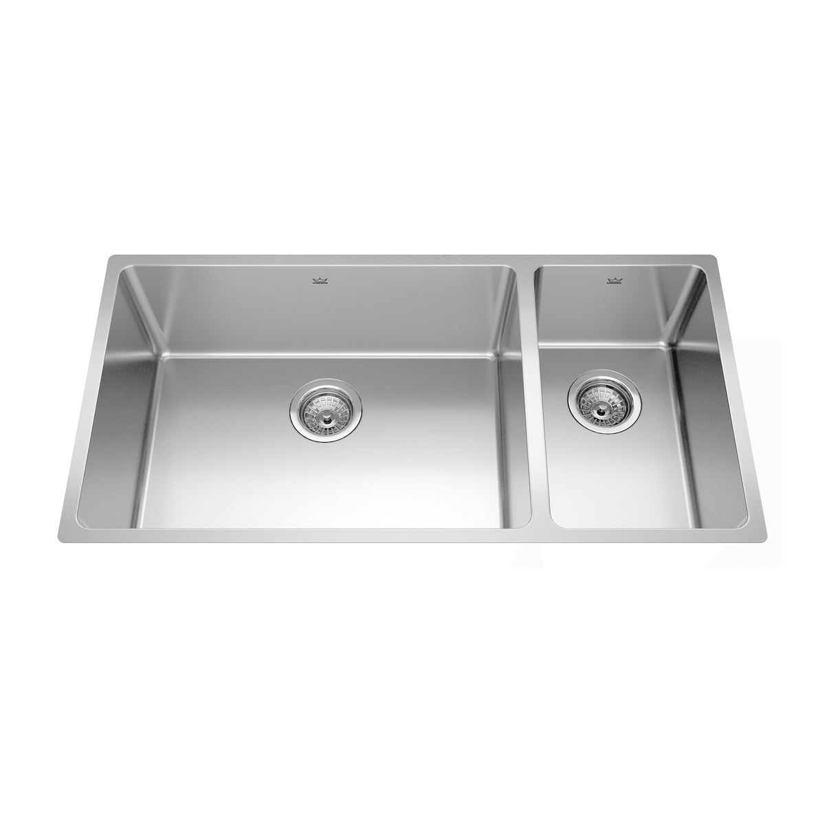 Kindred BCU1836R-9- Brookmore 35.6-in LR x 18.2-in FB Undermount Double Bowl Stainless Steel Kitchen Sink - FaucetExpress.ca
