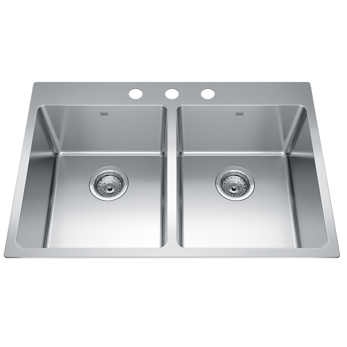 Kindred BDL2131-9-3- Brookmore 31-in LR x 20.9-in FB Drop in Double Bowl Stainless Steel Kitchen Sink - FaucetExpress.ca