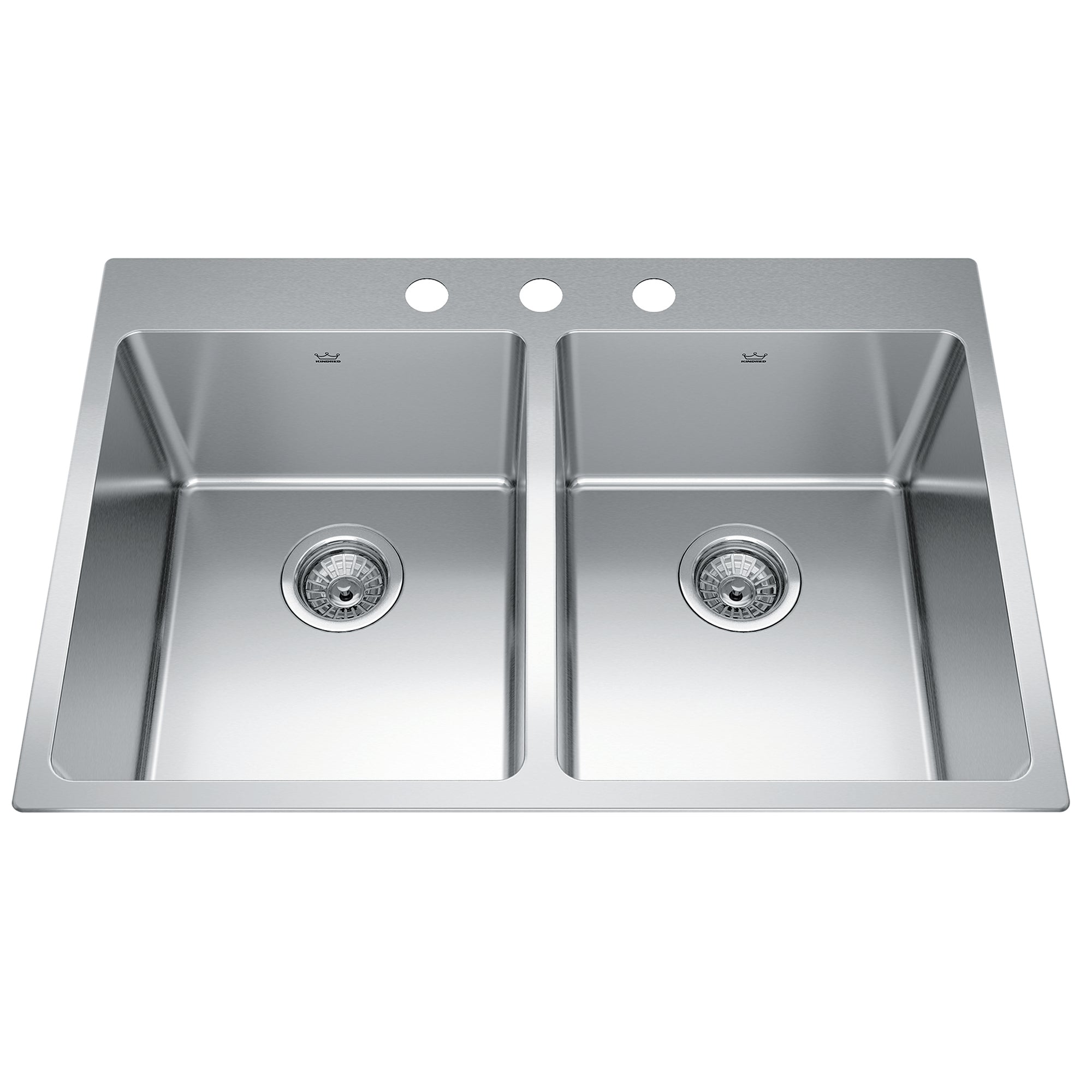 Kindred BDL2131-9-3- Brookmore 31-in LR x 20.9-in FB Drop in Double Bowl Stainless Steel Kitchen Sink