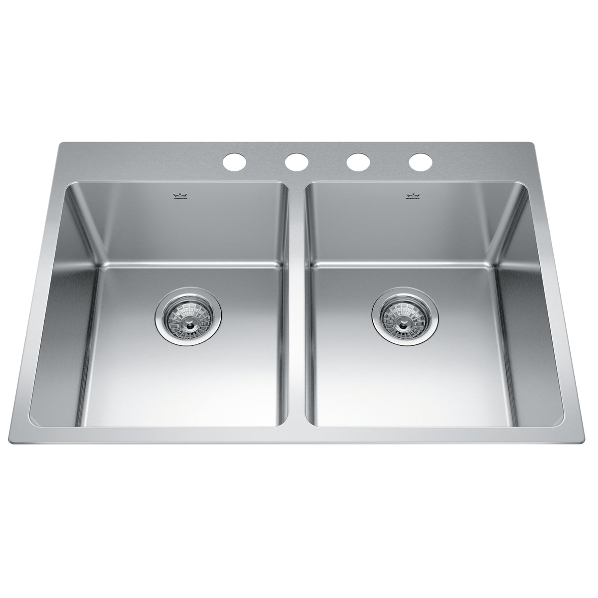 Kindred BDL2131-9-4- Brookmore 31-in LR x 20.9-in FB Drop in Double Bowl Stainless Steel Kitchen Sink - FaucetExpress.ca