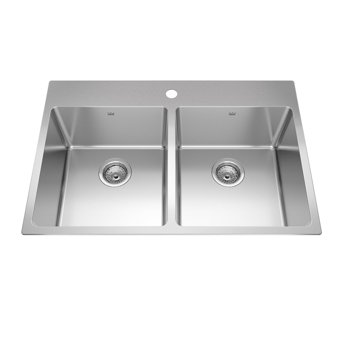 Kindred BDL2233-9-1- Brookmore 32.9-in LR x 22.1-in FB Drop in Double Bowl Stainless Steel Kitchen Sink - FaucetExpress.ca