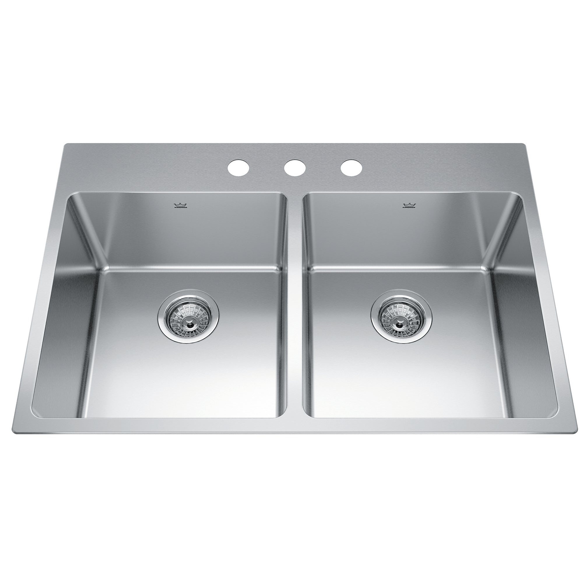 Kindred BDL2233-9-3- Brookmore 32.9-in LR x 22.1-in FB Drop in Double Bowl Stainless Steel Kitchen Sink