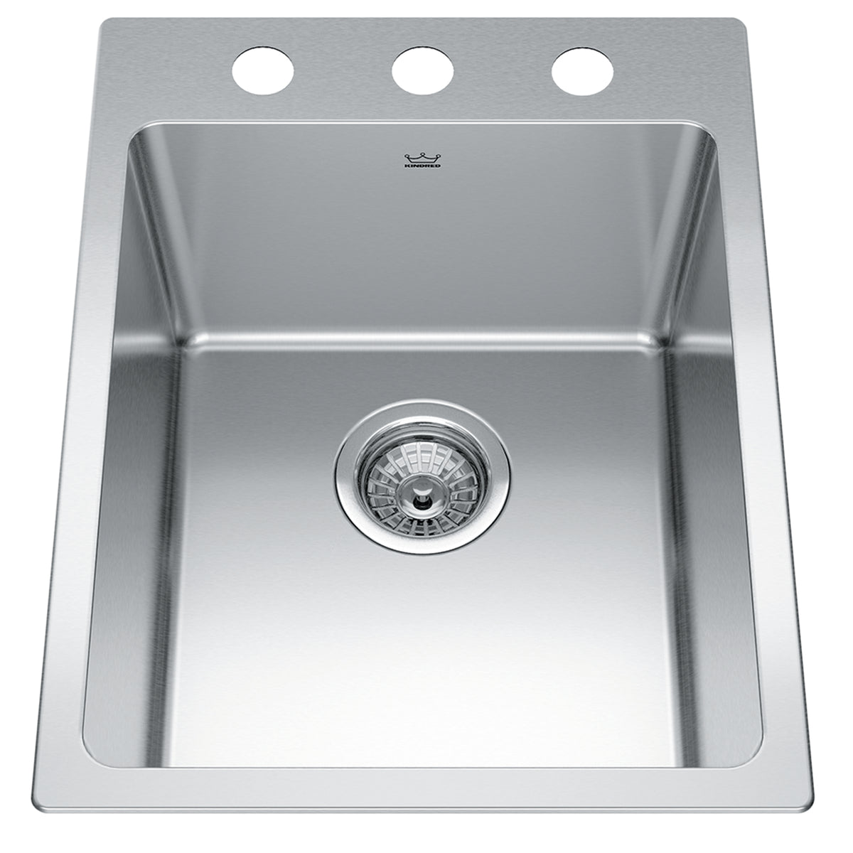 Kindred BSL2116-9-3- Brookmore 16-in LR x 20.9-in FB Drop in Single Bowl Stainless Steel Kitchen Sink - FaucetExpress.ca