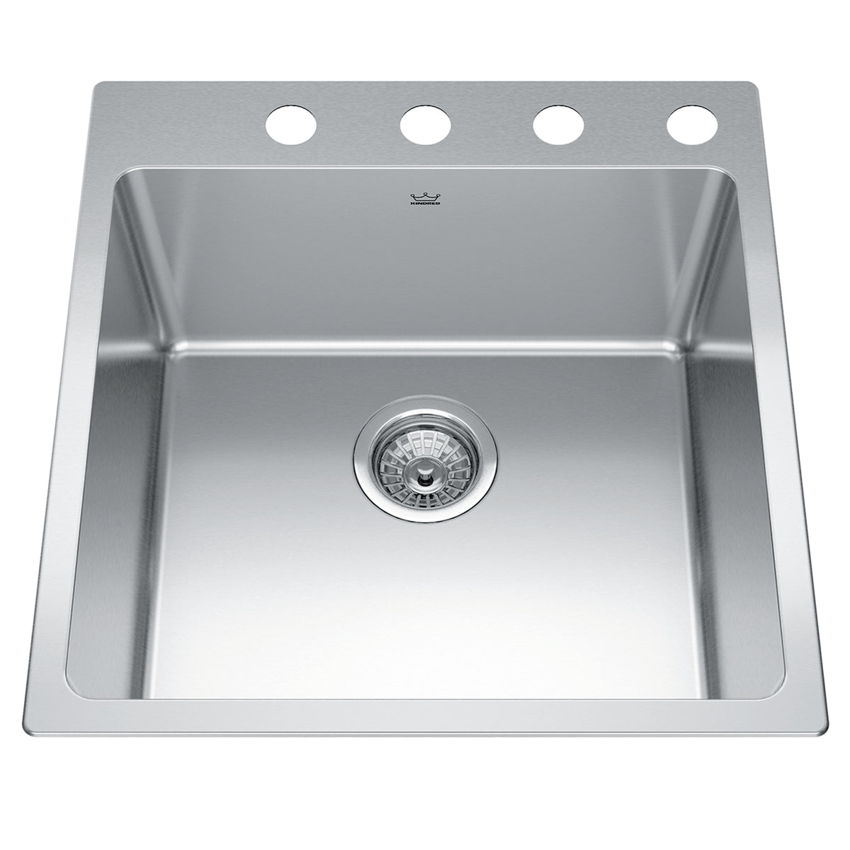 Kindred BSL2120-9-4- Brookmore 20-in LR x 20.9-in FB Drop in Single Bowl Stainless Steel Kitchen Sink - FaucetExpress.ca
