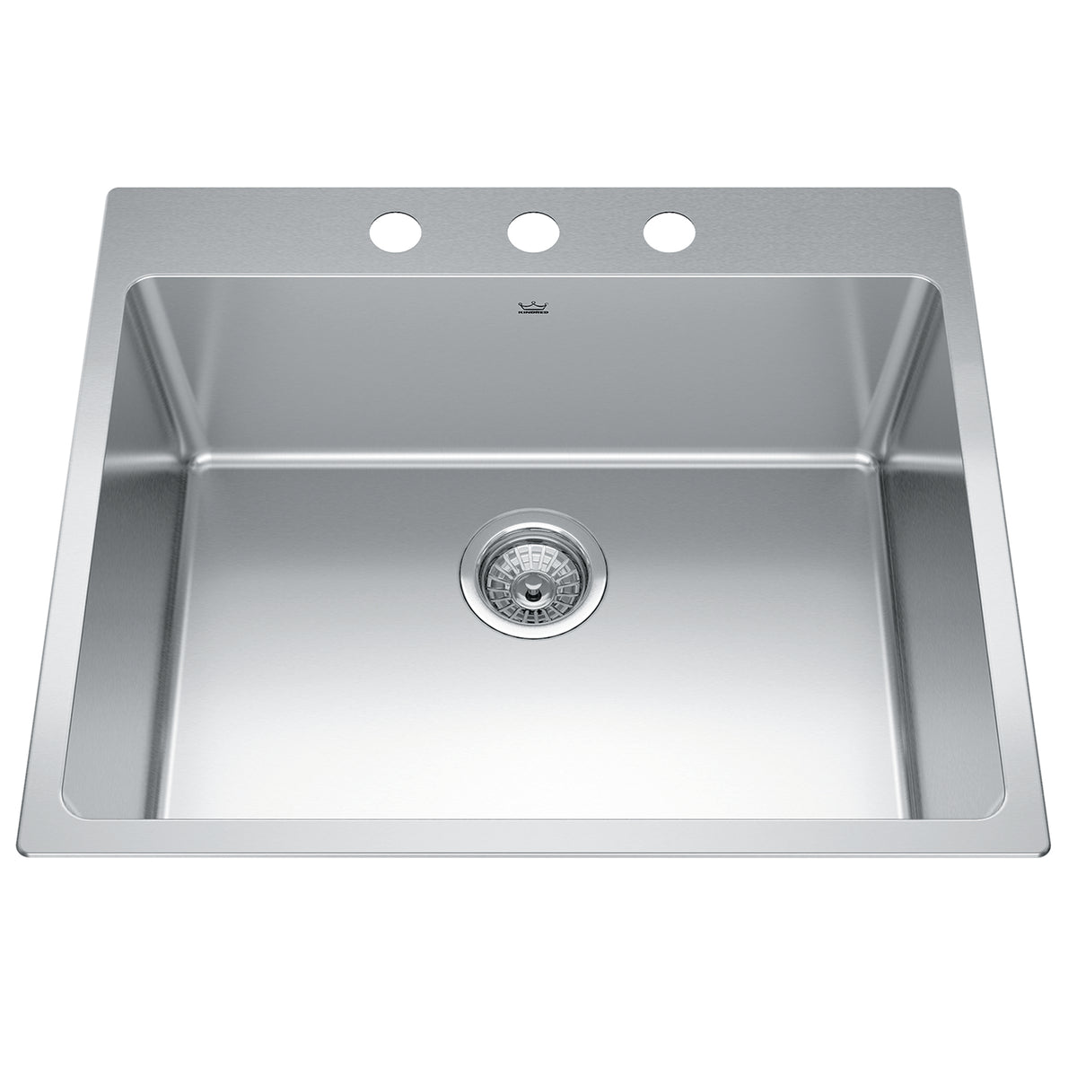 Kindred BSL2125-9-3- Brookmore 25.1-in LR x 20.9-in FB Drop in Single Bowl Stainless Steel Kitchen Sink - FaucetExpress.ca
