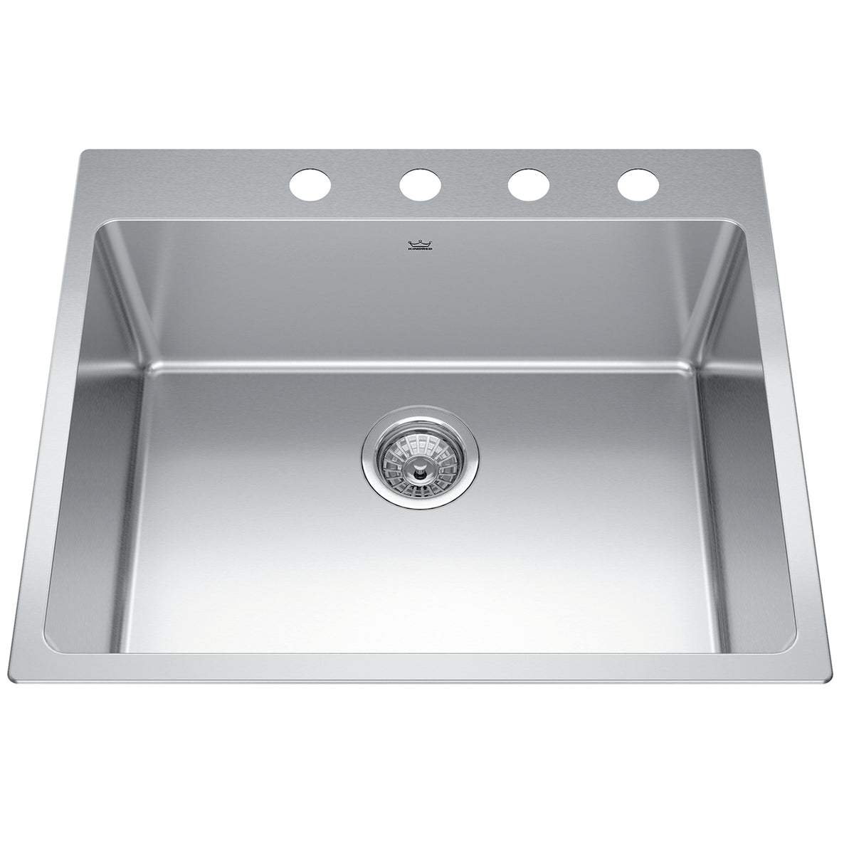 Kindred BSL2125-9-4- Brookmore 25.1-in LR x 20.9-in FB Drop in Single Bowl Stainless Steel Kitchen Sink - FaucetExpress.ca