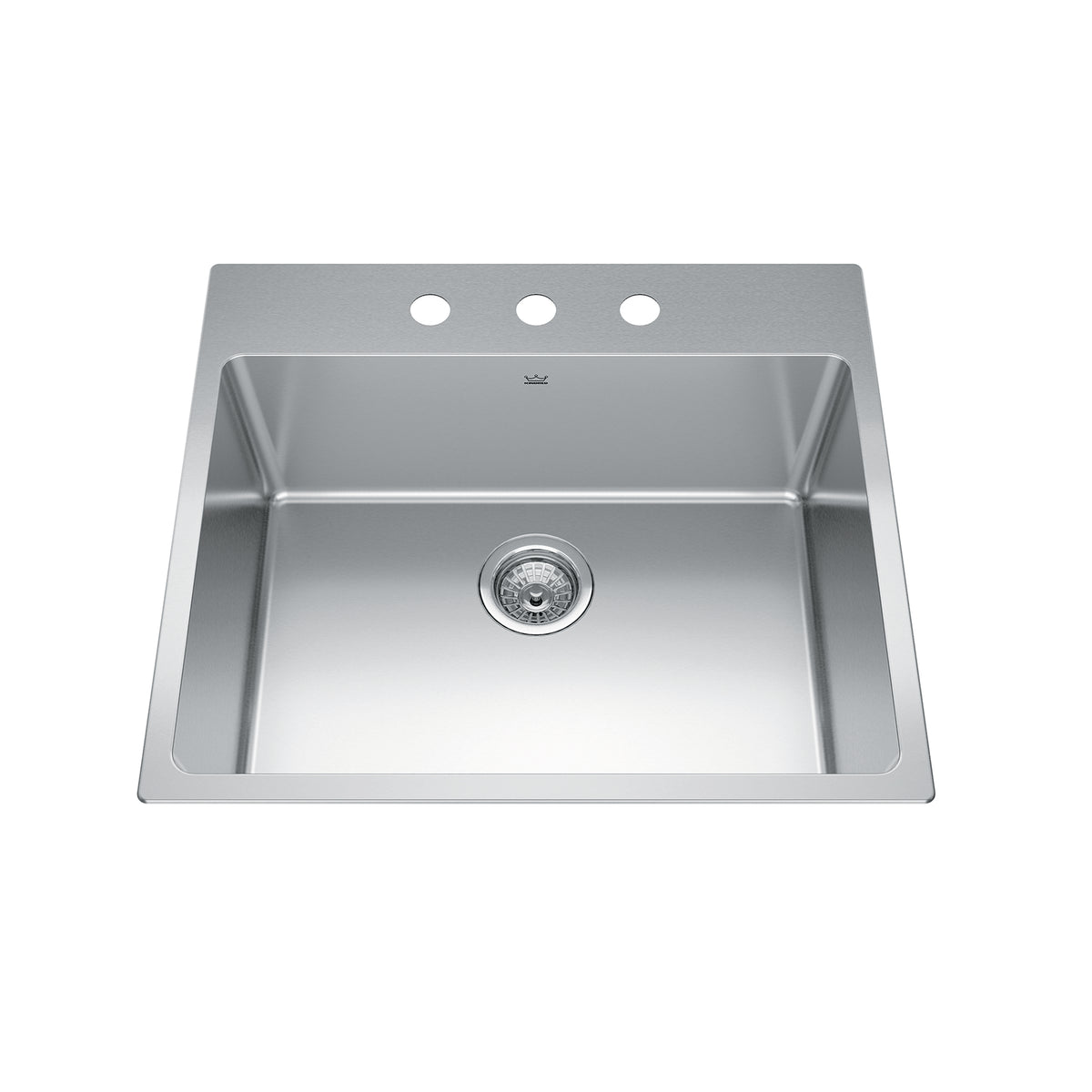 Kindred BSL2225-9-3- Brookmore 25.1-in LR x 22.1-in FB Drop in Single Bowl Stainless Steel Kitchen Sink - FaucetExpress.ca