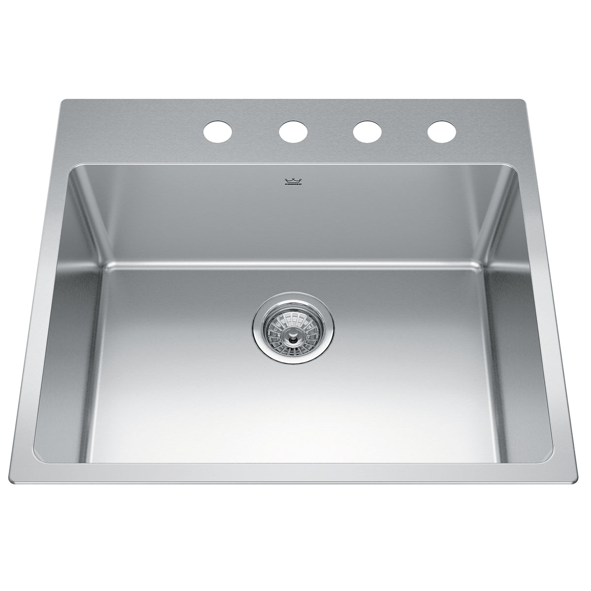 Kindred BSL2225-9-4- Brookmore 25.1-in LR x 22.1-in FB Drop in Single Bowl Stainless Steel Kitchen Sink - FaucetExpress.ca
