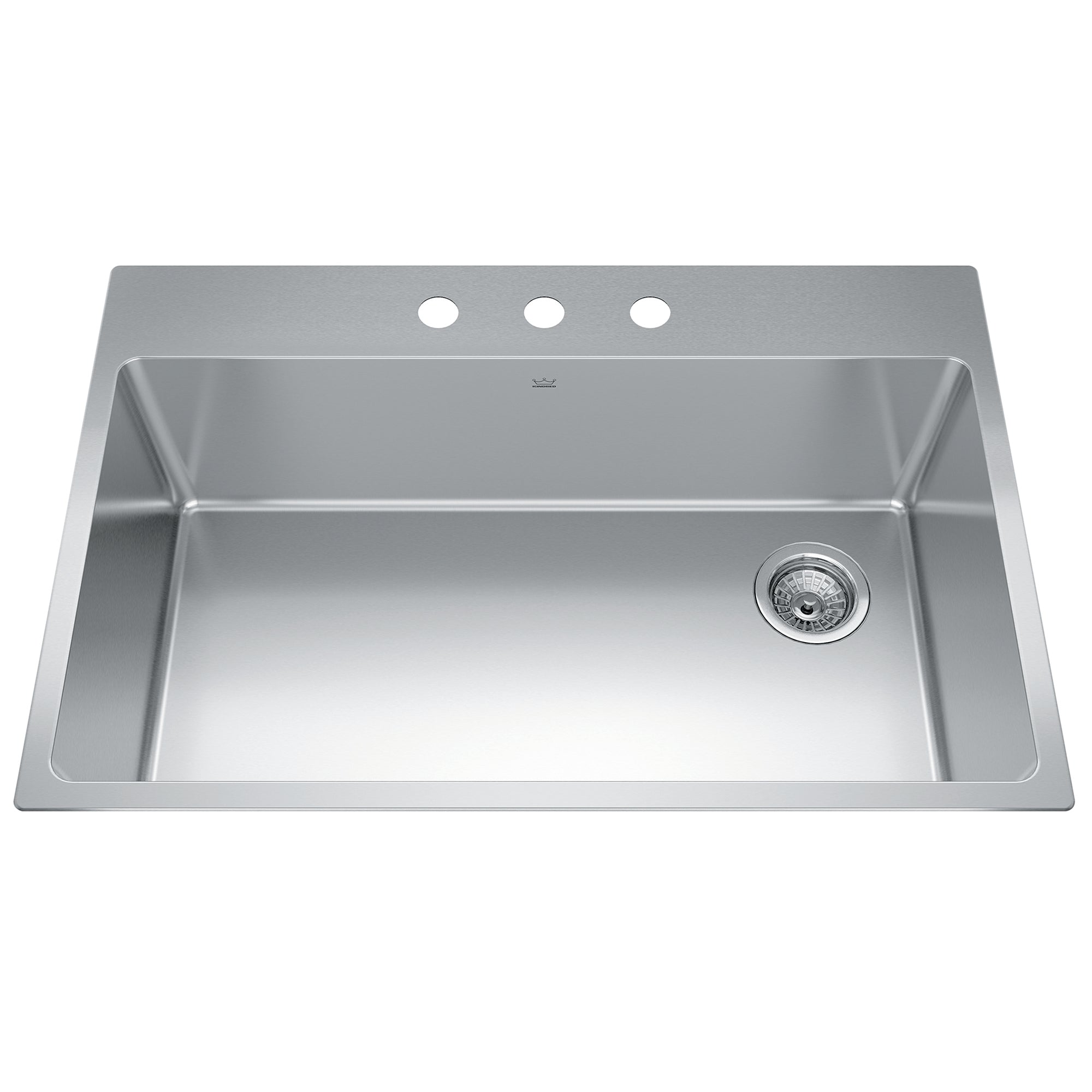 Kindred BSL2233-9-3OW- Brookmore 32.9-in LR x 22.1-in FB Drop in Single Bowl Stainless Steel Kitchen Sink