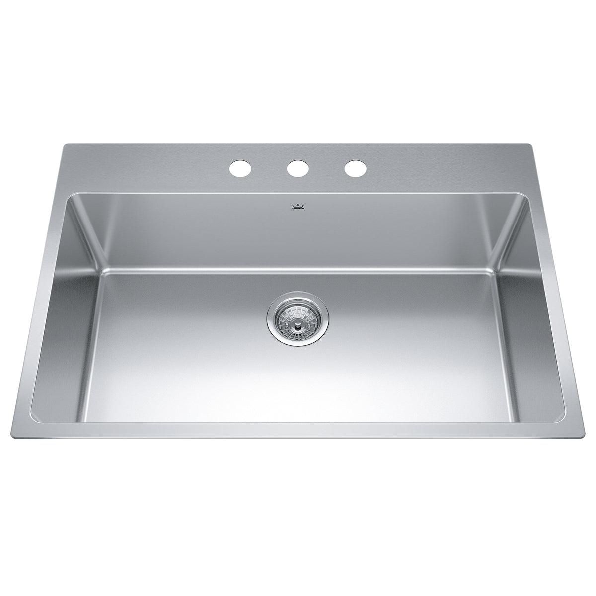 Kindred BSL2233-9-3- Brookmore 32.9-in LR x 22.1-in FB Drop in Single Bowl Stainless Steel Kitchen Sink - FaucetExpress.ca