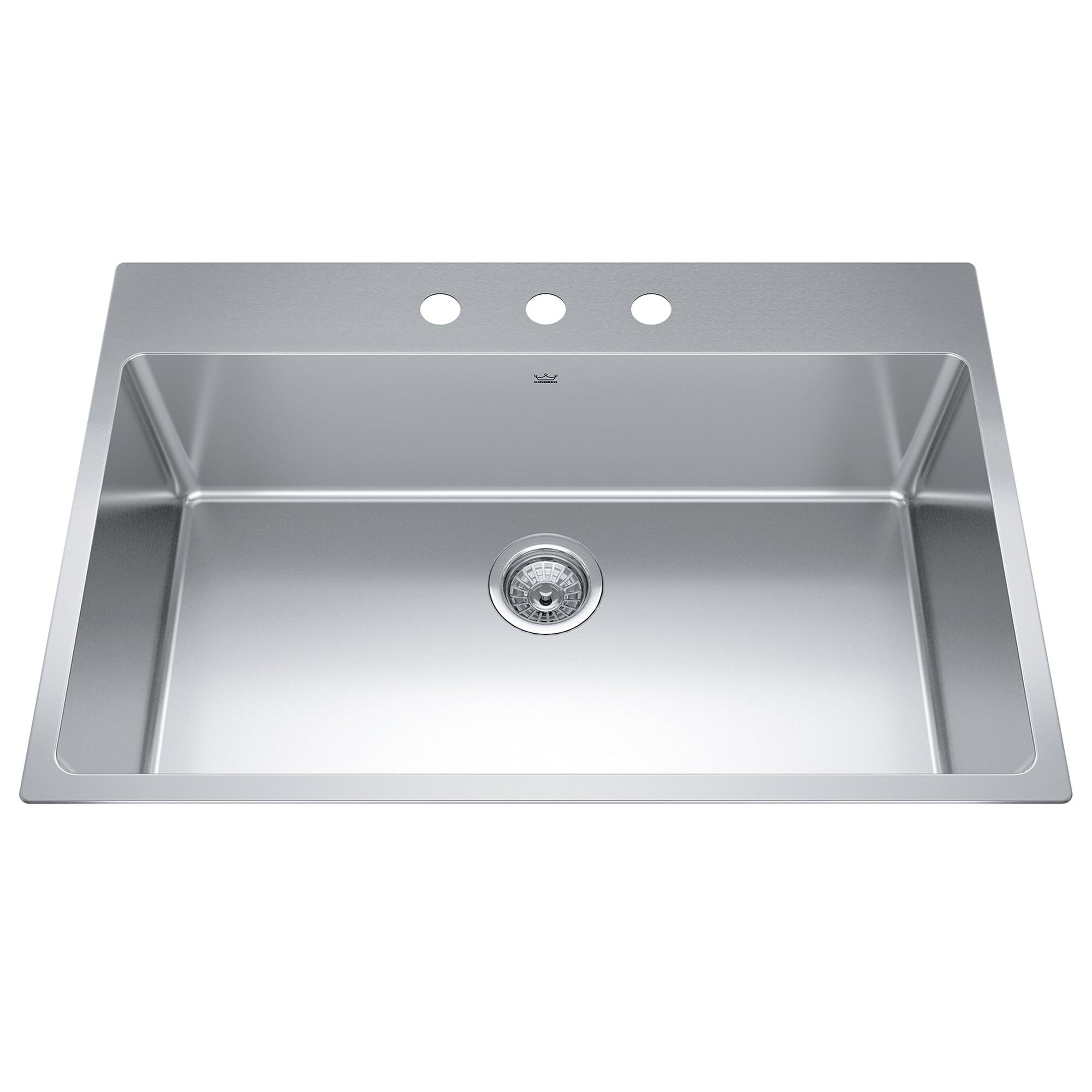 Kindred BSL2233-9-3- Brookmore 32.9-in LR x 22.1-in FB Drop in Single Bowl Stainless Steel Kitchen Sink