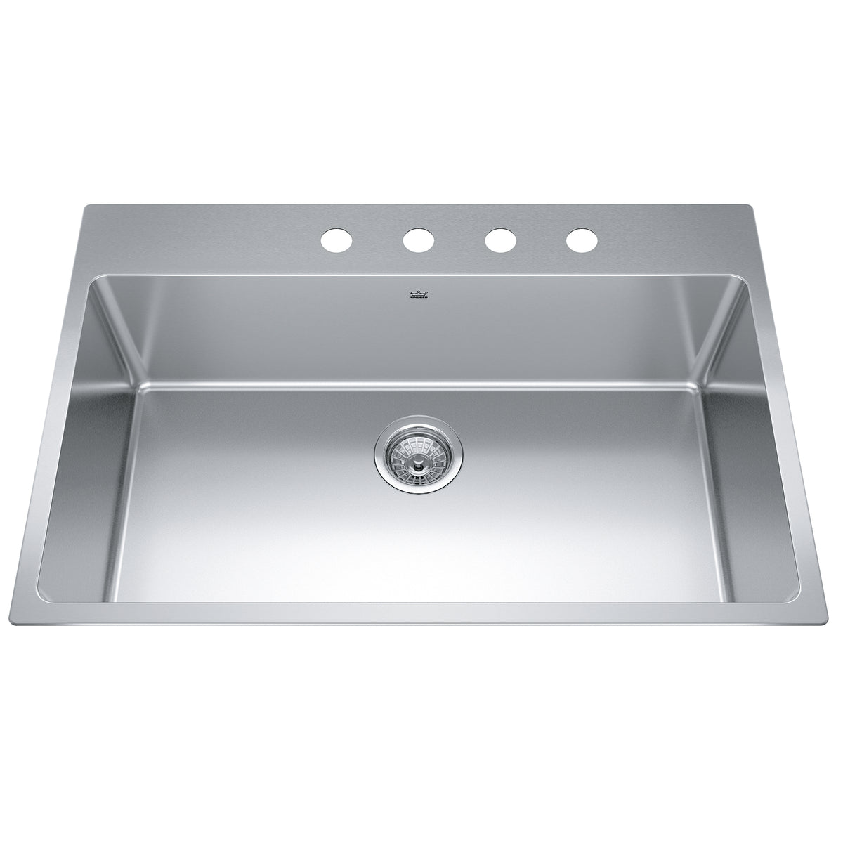 Kindred BSL2233-9-4- Brookmore 32.9-in LR x 22.1-in FB Drop in Single Bowl Stainless Steel Kitchen Sink - FaucetExpress.ca