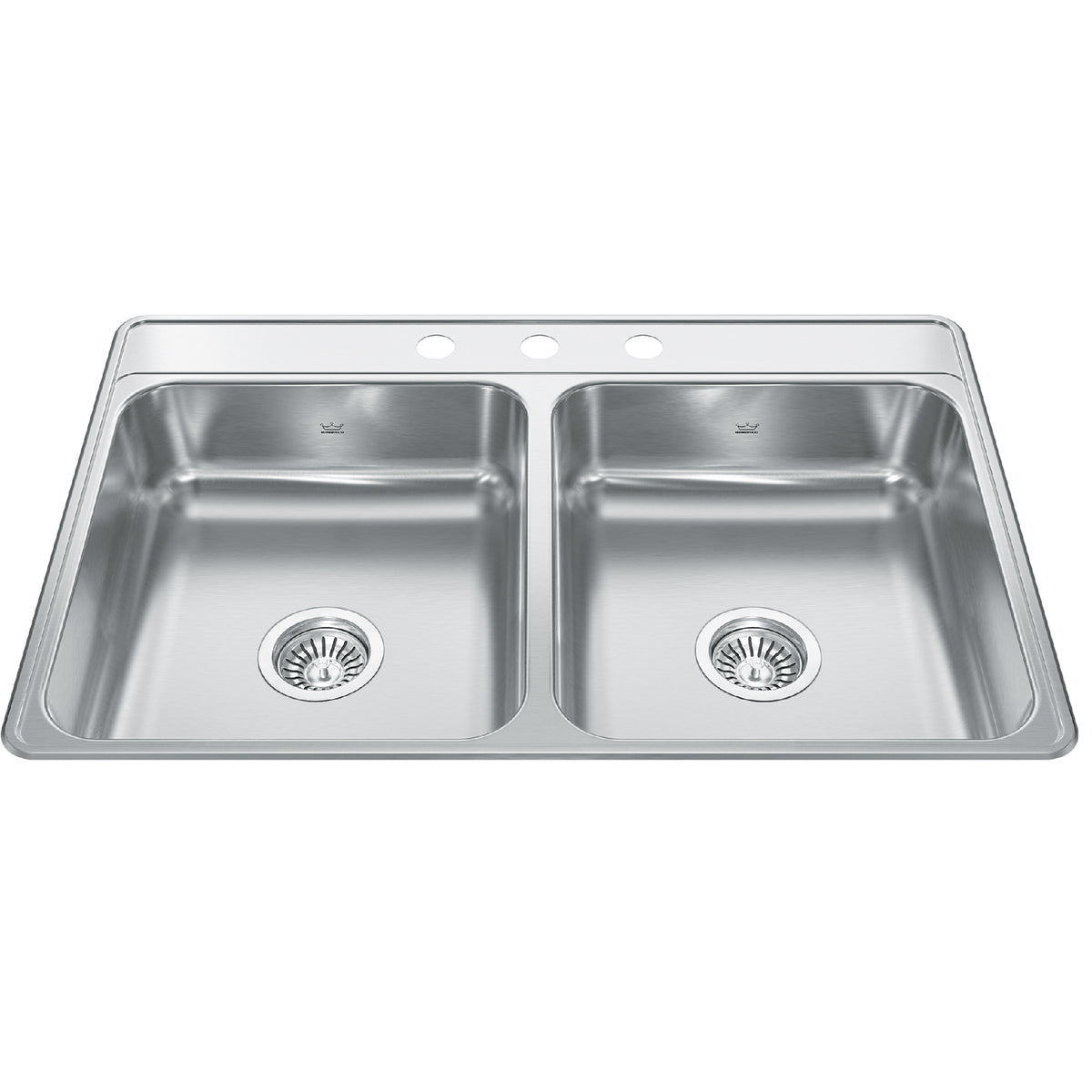 Kindred CDLA3322-6-3- Creemore 33-in LR x 22-in FB Drop In Double Bowl 3-Hole Stainless Steel Kitchen Sink - FaucetExpress.ca