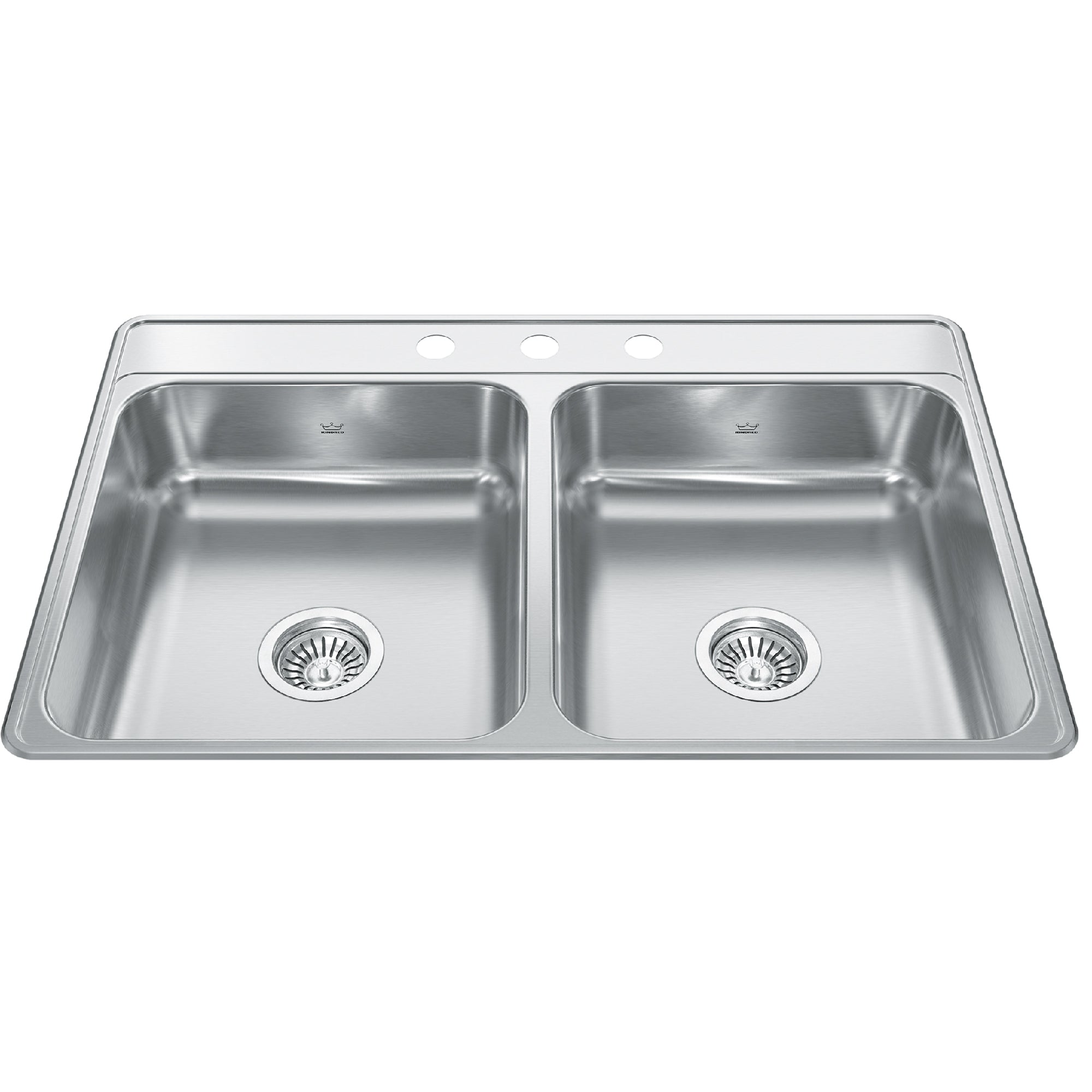 Kindred CDLA3322-6-3- Creemore 33-in LR x 22-in FB Drop In Double Bowl 3-Hole Stainless Steel Kitchen Sink