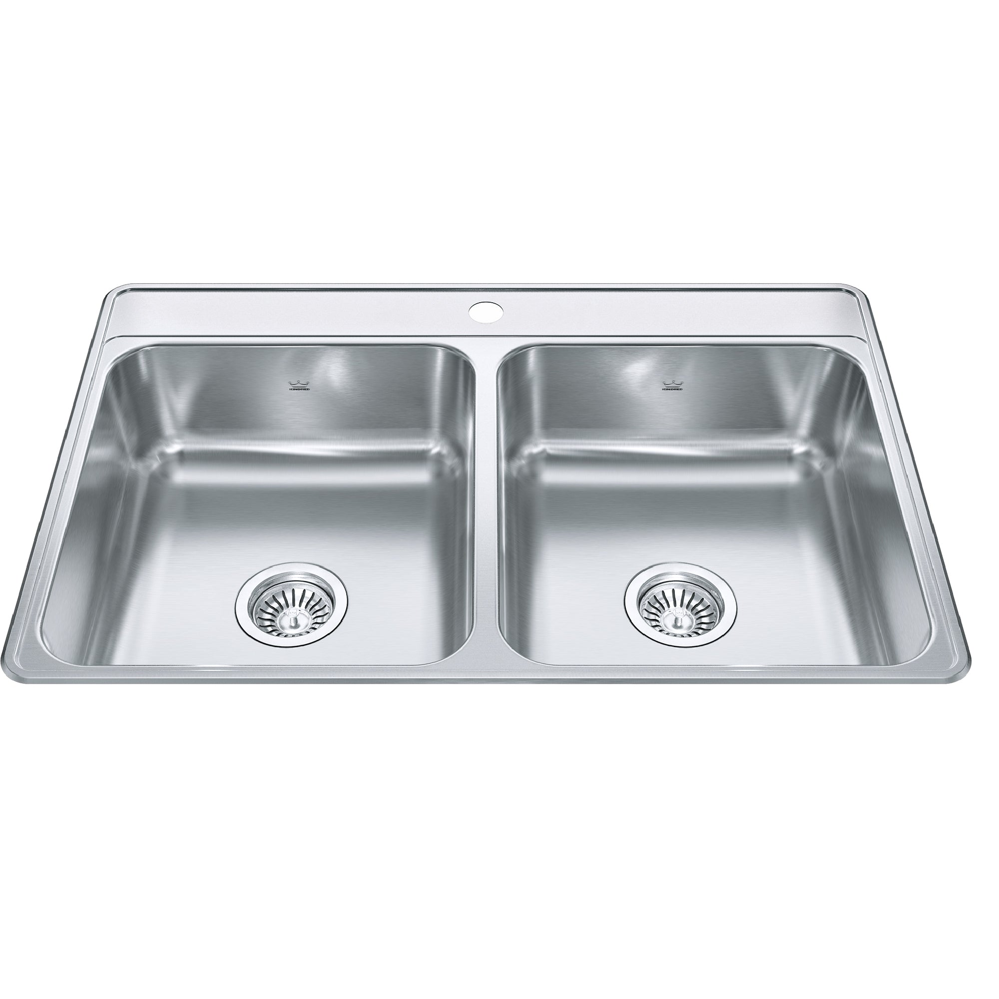 Kindred CDLA3322-7-1- Creemore 33-in LR x 22-in FB Drop In Double Bowl 1-Hole Stainless Steel Kitchen Sink