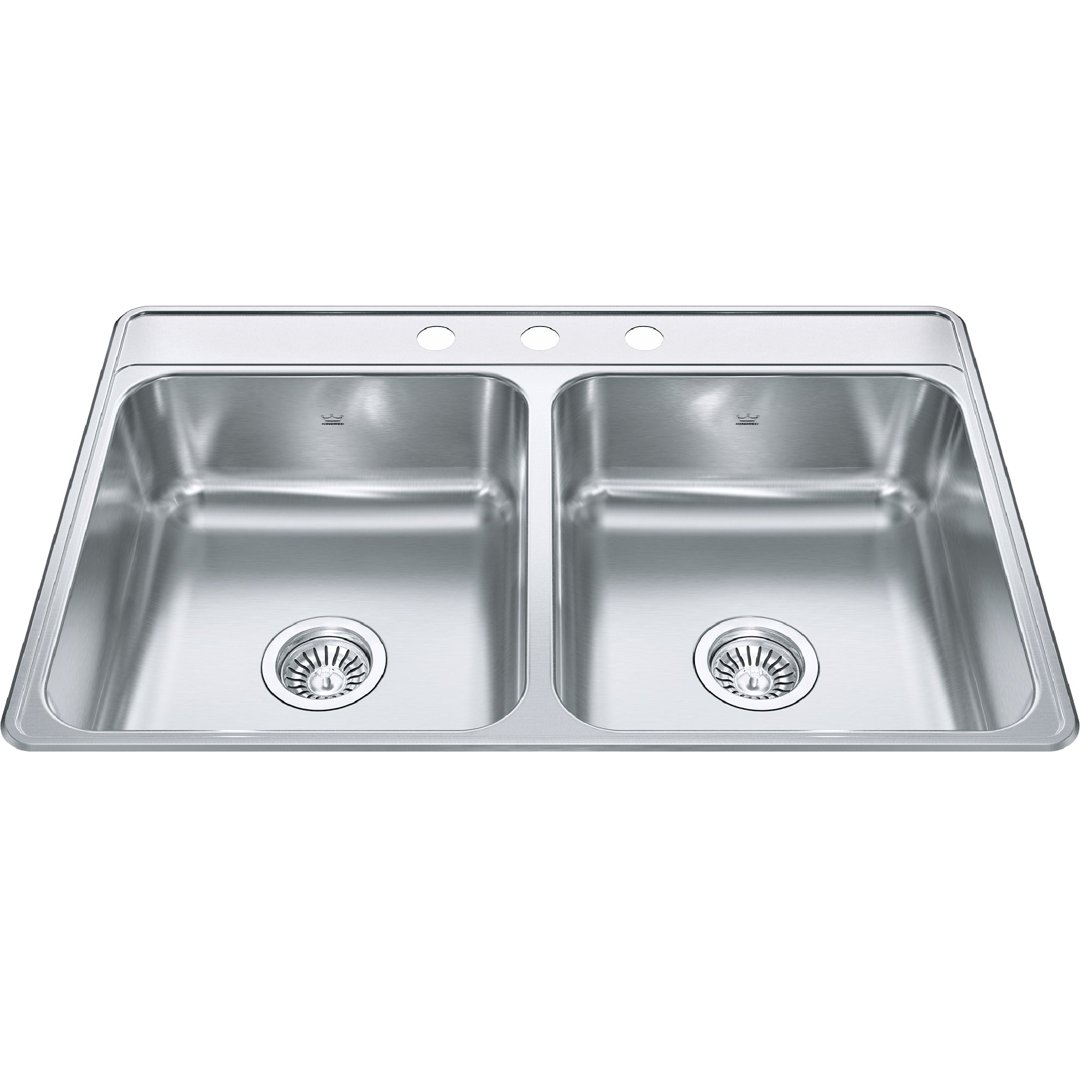 Kindred CDLA3322-7-3- Creemore 33-in LR x 22-in FB Drop In Double Bowl 3-Hole Stainless Steel Kitchen Sink