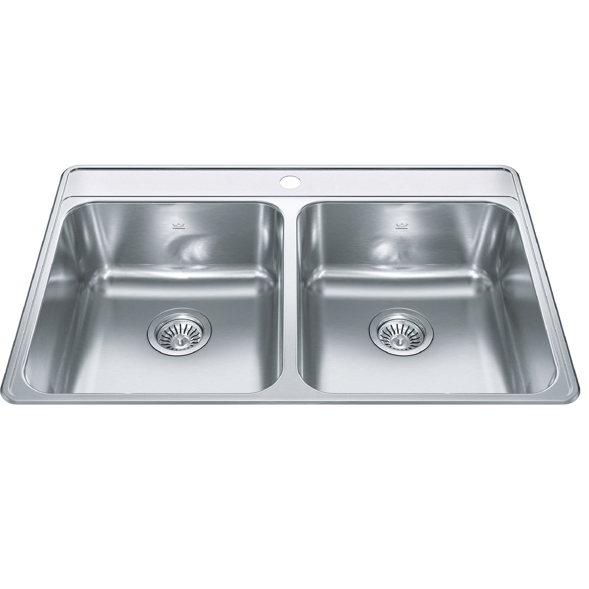 Kindred CDLA3322-8-1CB- Creemore 33-in LR x 22-in FB Drop In Double Bowl 1-Hole Stainless Steel Kitchen Sink - FaucetExpress.ca