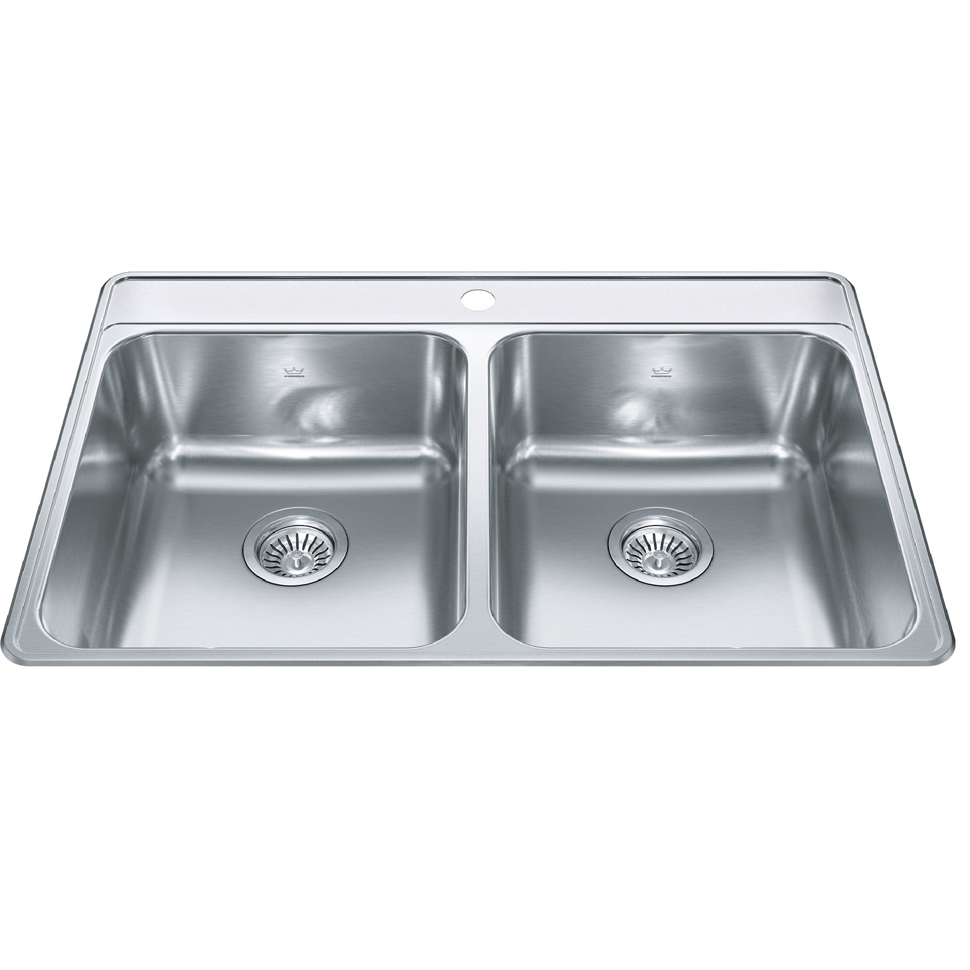 Kindred CDLA3322-8-1CB- Creemore 33-in LR x 22-in FB Drop In Double Bowl 1-Hole Stainless Steel Kitchen Sink