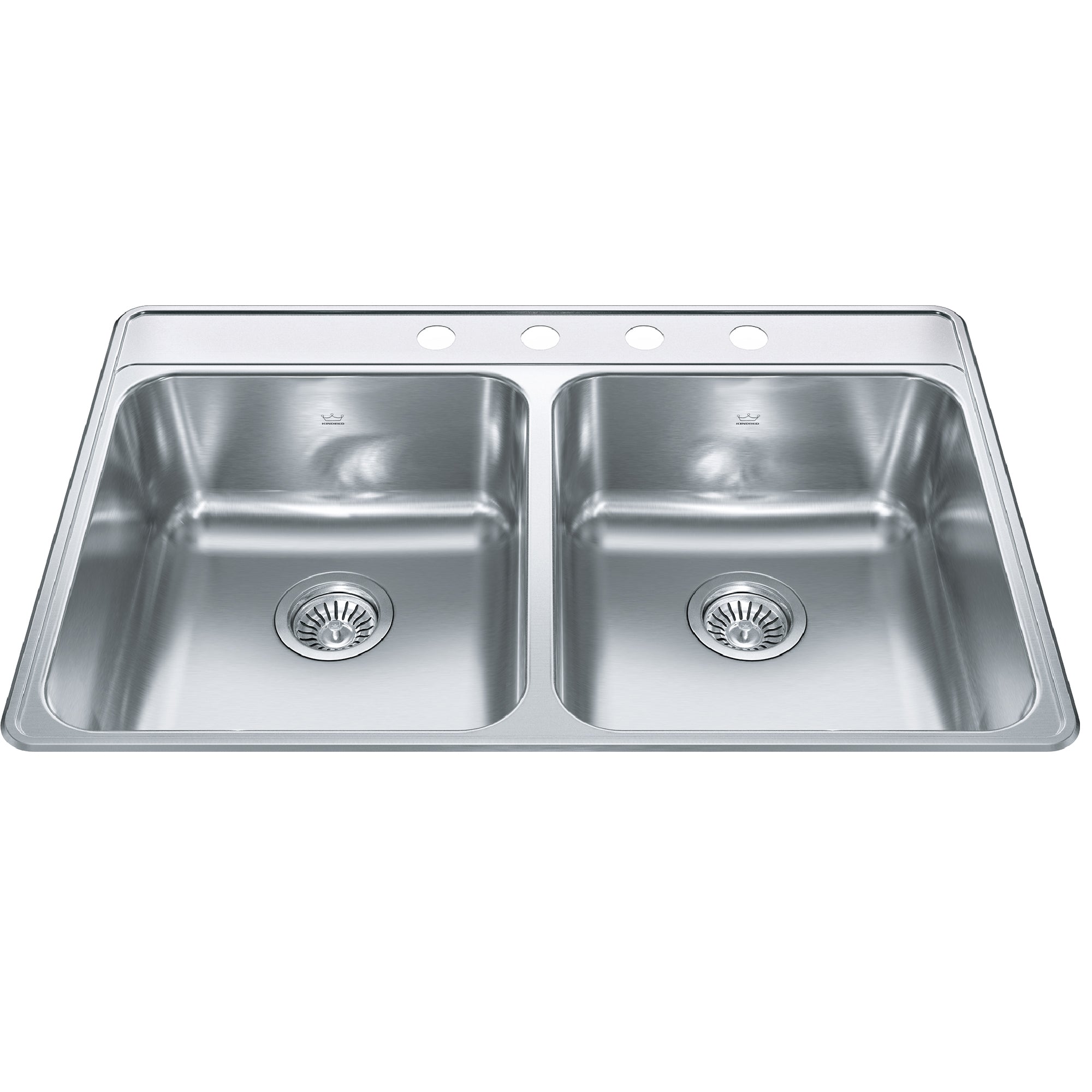 Kindred CDLA3322-8-4CB- Creemore 33-in LR x 22-in FB Drop In Double Bowl 4-Hole Stainless Steel Kitchen Sink