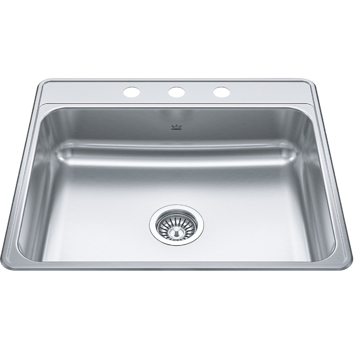 Kindred CSLA2522-6-3- Creemore 25-in LR x 22-in FB Drop In Single Bowl 3-Hole Stainless Steel Kitchen Sink - FaucetExpress.ca