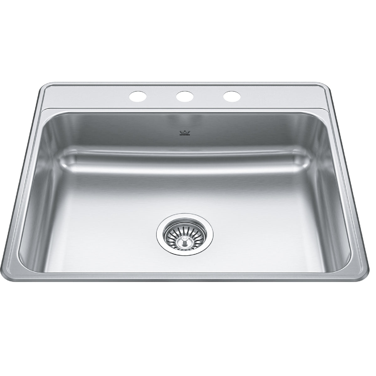 Kindred CSLA2522-7-3- Creemore 25-in LR x 22-in FB Drop In Single Bowl 3-Hole Stainless Steel Kitchen Sink - FaucetExpress.ca