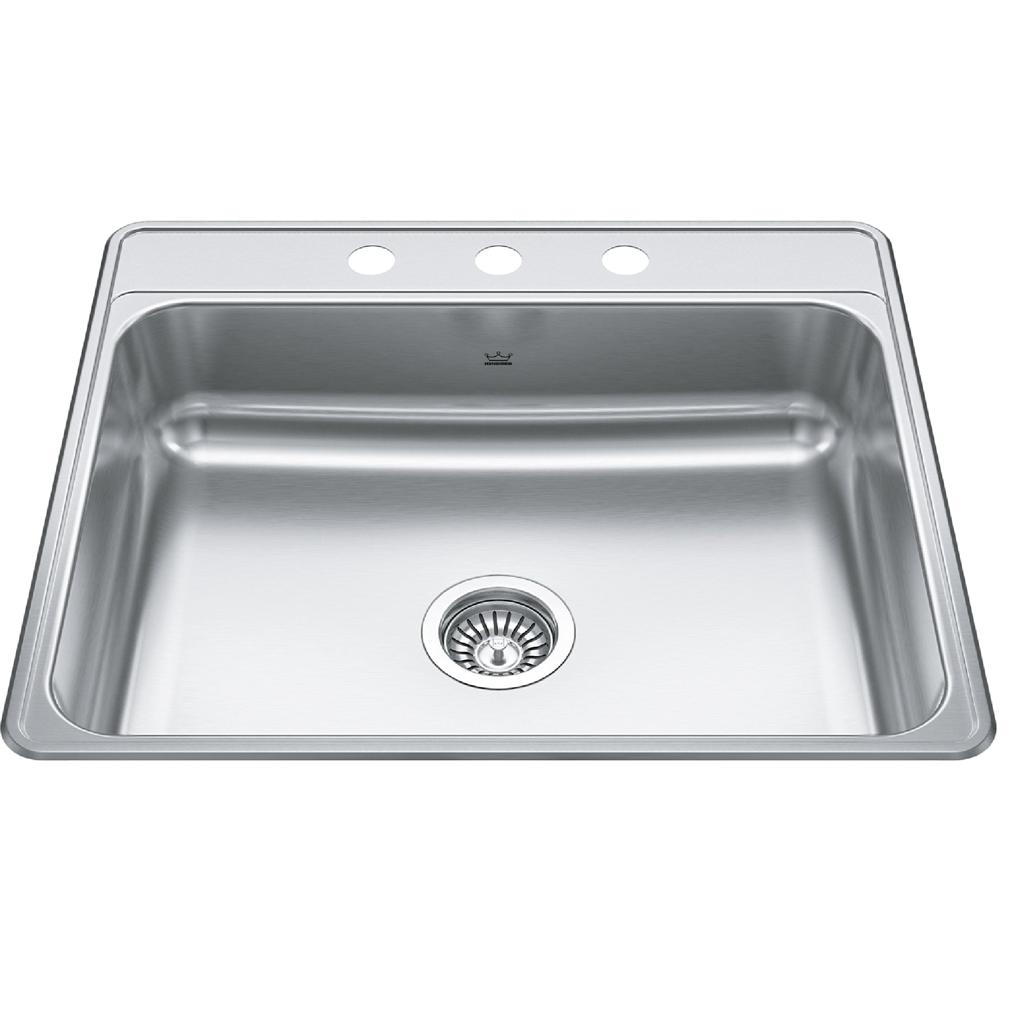 Kindred CSLA2522-7-3- Creemore 25-in LR x 22-in FB Drop In Single Bowl 3-Hole Stainless Steel Kitchen Sink