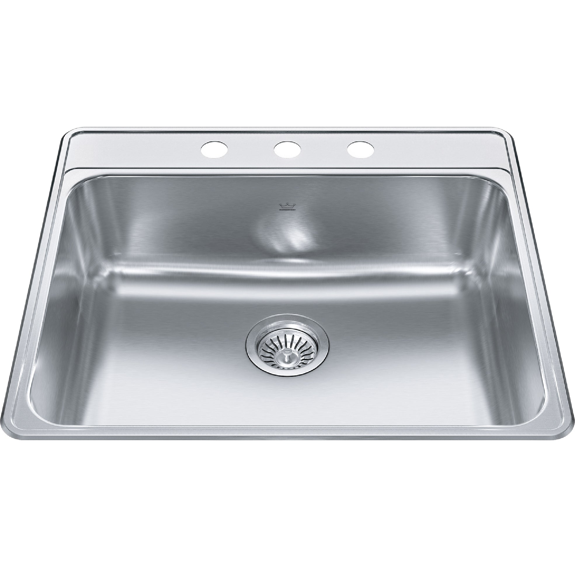 Kindred CSLA2522-8-3CB- Creemore 25-in LR x 22-in FB Drop In Single Bowl 3-Hole Stainless Steel Kitchen Sink
