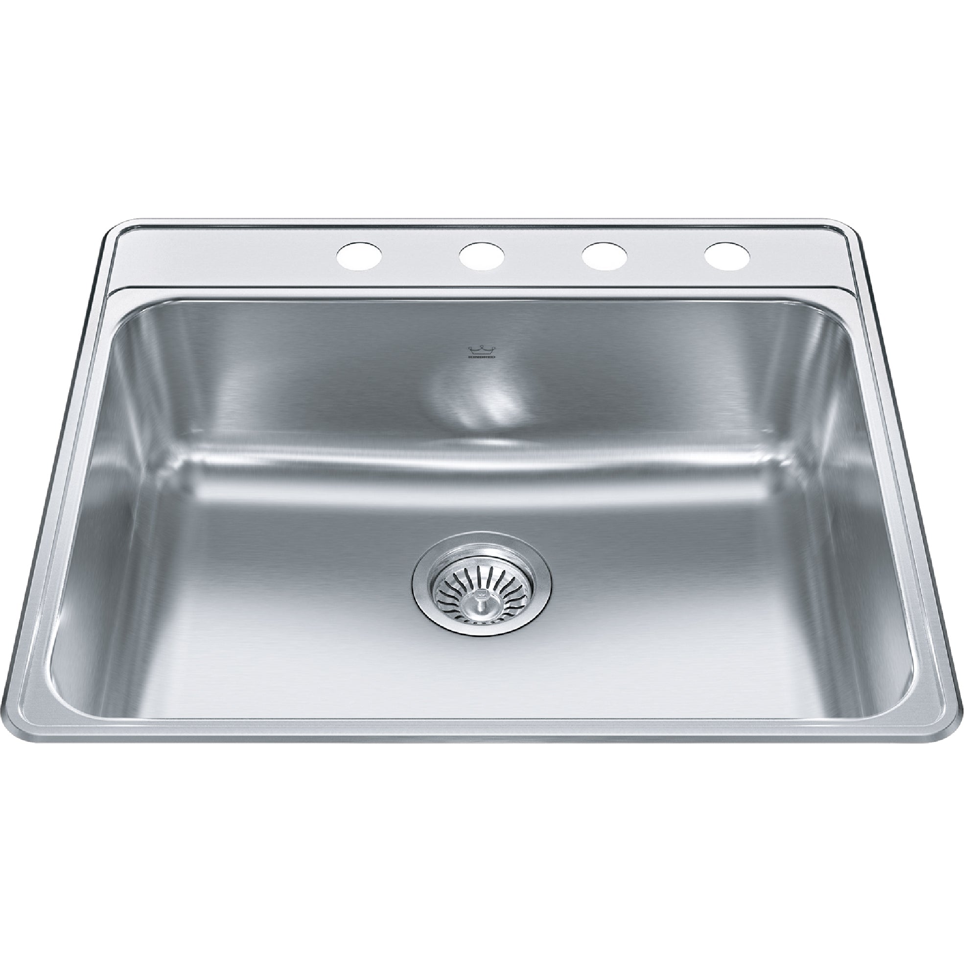 Kindred CSLA2522-8-4CB- Creemore 25-in LR x 22-in FB Drop In Single Bowl 4-Hole Stainless Steel Kitchen Sink
