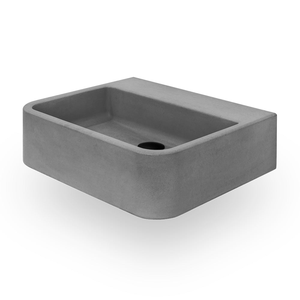 Lacava - Wall-Mount Or Vanity Top Sink Made Of Concrete, No Overflow. W: 22", D: 18", H: 6". Two Faucet Holes; Center & Right. Bracket Br1715 For Wall-Mount Installation Sold Separately.