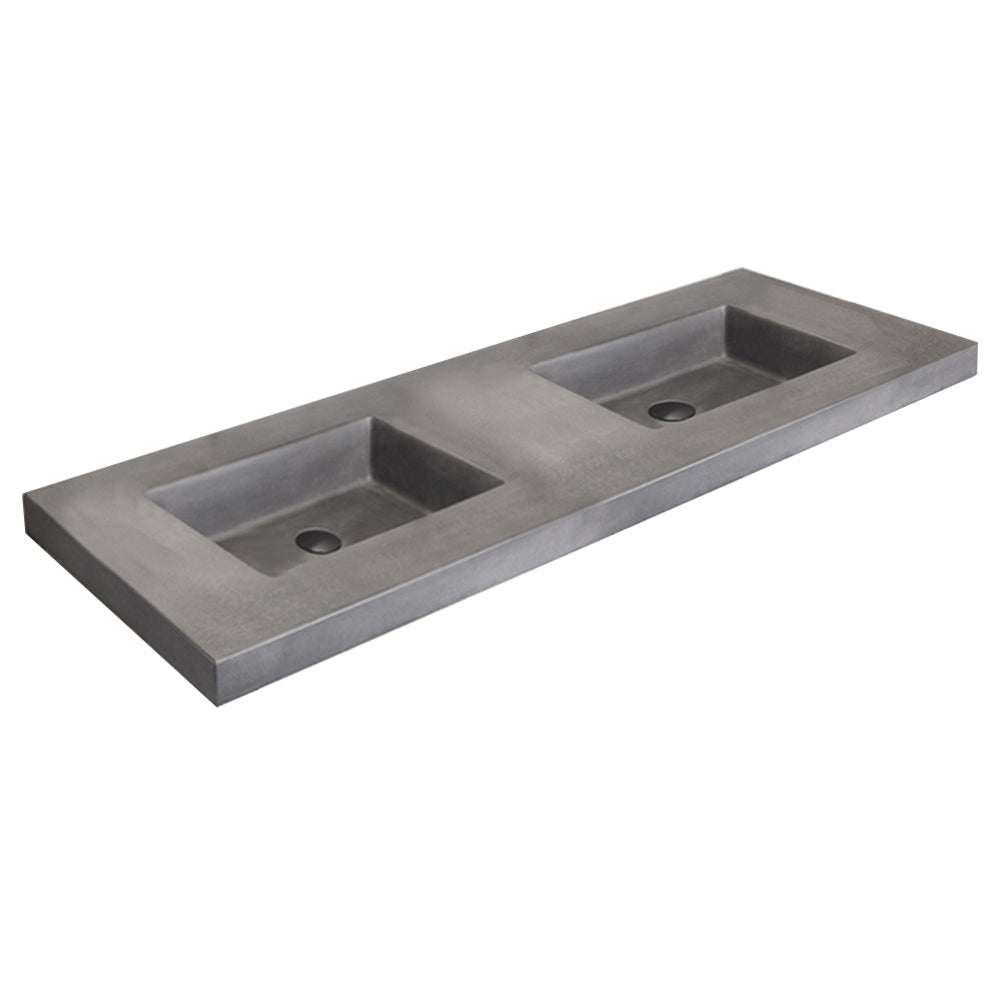 Lacava - Countertop Made Of Concrete For Vanity Ntr-Un-60, Two Faucet Holes, Center And Right
