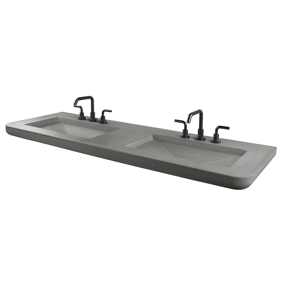 Lacava - Vanity Top Sink Made Of Concrete, No Overflow. W: 68", D: 23", H: 3", Two Faucet Holes