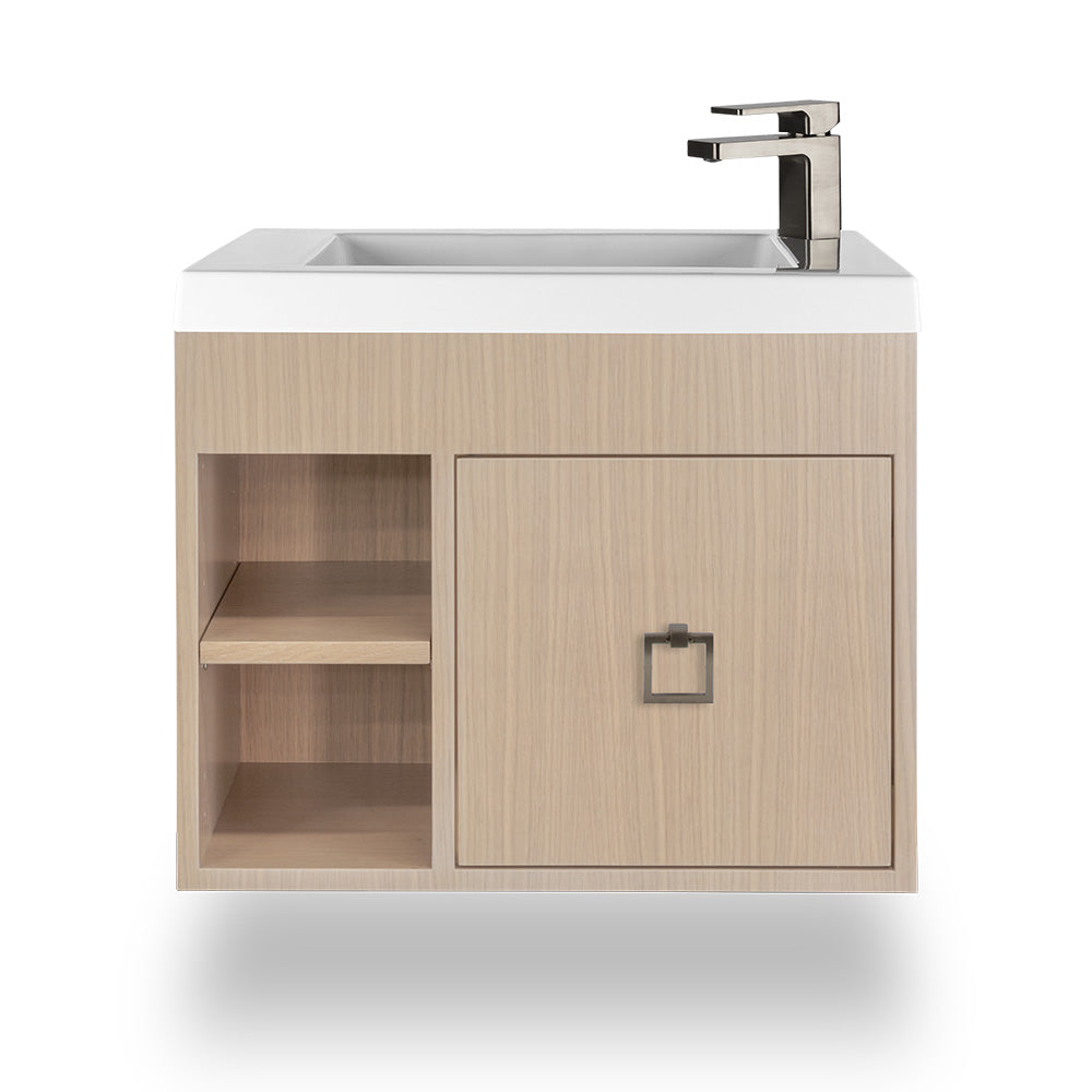 Lacava - Wall-Mount Under-Counter Vanity With Open Cubby On The Left With Adjustable Shelf, And One Door With Optional Metal Inlay Installed On The Right. Bathroom Sink 5272 Sold Separately. W: 23 1/4", D: 13 5/8", H: 18".