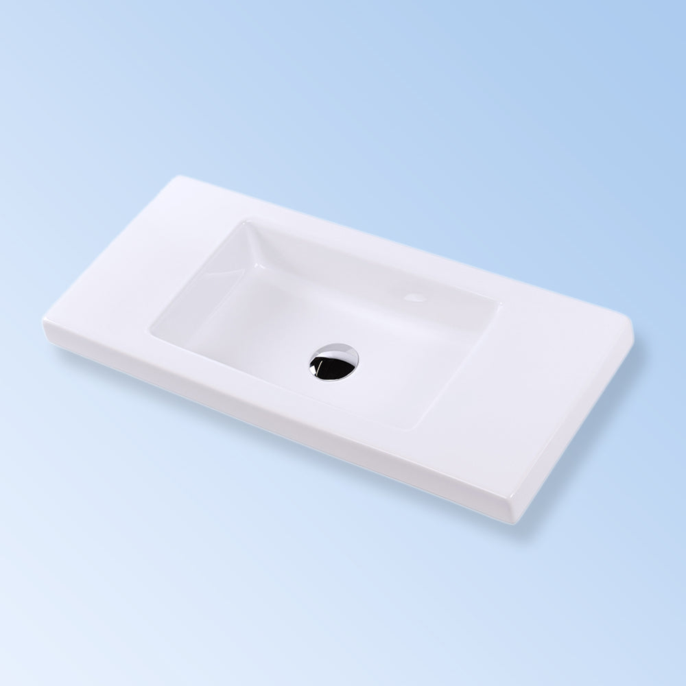 Lacava 5273-01-001 - Wall-Mount, Vanity Top Or Self-Rimming Porcelain Bathroom Sink With An Overflow. One Faucet Hole On Either Left Side Or Right Side. W:31 5/8", D: 13 7/8", H: 5 3/4".