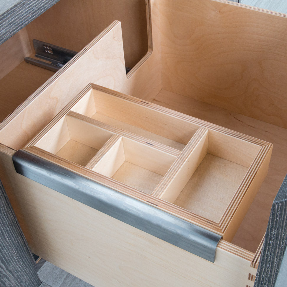 Lacava - Add-On Hanging Organizer Made Of Baltic Birch In Natural Finish And Brushed Stainless Steel Bracket. W: 6” D: 10 3/4”H: 2 1/4”