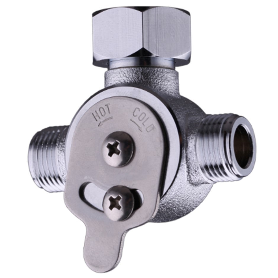 Lacava EX20A-CR - Mechanical Mixing Valve For 3/8" M Inlets, 1/2" F Outlet, Includes Built-In Filters And Check Valves. W: 2 1/4", H: 2 1/2".