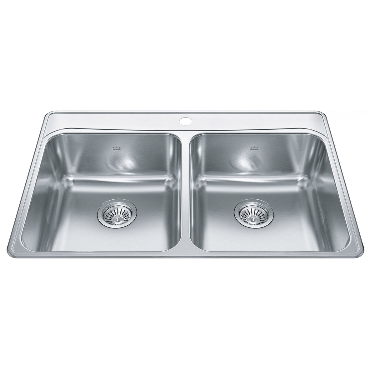 Kindred FCDLA3322-8-1CB- Creemore 33-in LR x 22-in FB Drop In Double Bowl 1-Hole Stainless Steel Kitchen Sink - FaucetExpress.ca