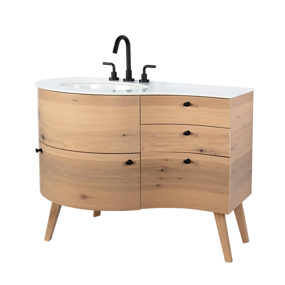 Lacava - Countertop For Vanity Flo-F-48L, With A Cut-Out For Bathroom Sink 33La, Dx And Sx. 48 1/2"W, 21 3/4"D, 1 1/4"H. Washbasin 33La Sold Separately. Avaible Faucet Holes: Zero Faucet Holes, One Faucet Hole, And 3 Faucet Holes In 8” Spread