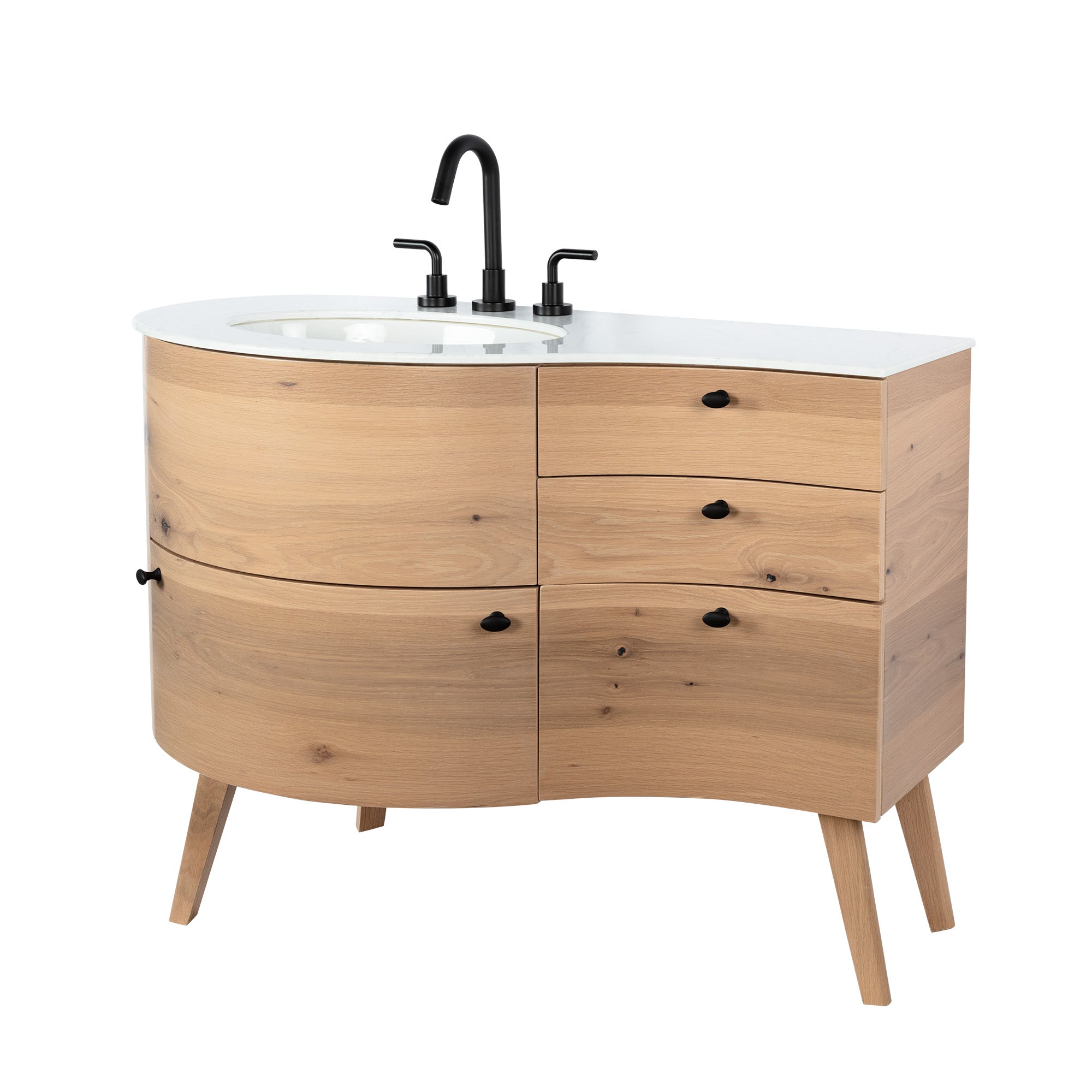 Lacava - Free-Standing Wood Base With Three Drawers And One Door, Washbasin On The Right, 48"W, 21 1/2"D, 31 1/2"H
