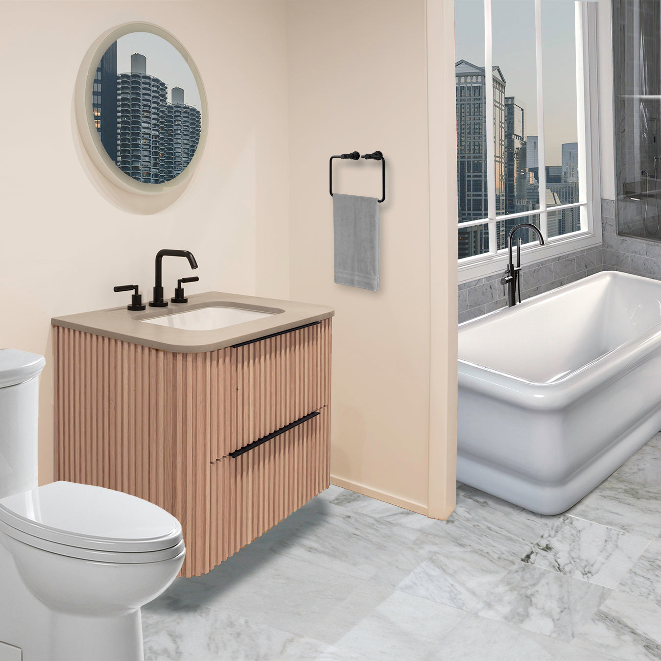 Lacava - Wall-Mount Under-Counter Vanity With Rounded Corners, Fluted Detailing And Two Drawers. Countertop Flt-30T And Sink H270 Sold Separately. Shipping Class 4. W: 29-1/2", D: 21-3/4", H:22"
