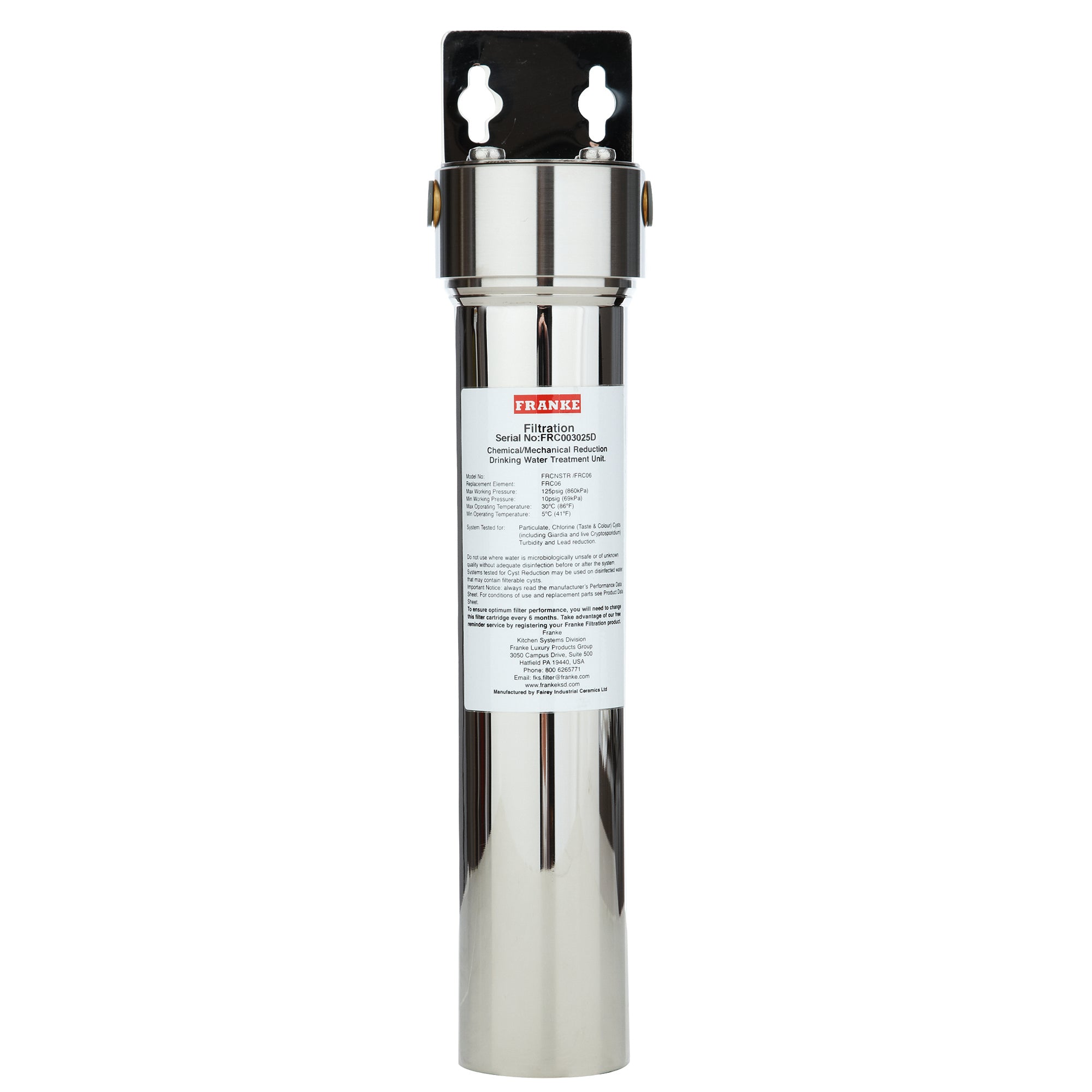Franke FRCNSTR- Stainless Steel Filter Cartridge W/Housing For Dw200/500 & Lb2200/3200/4200