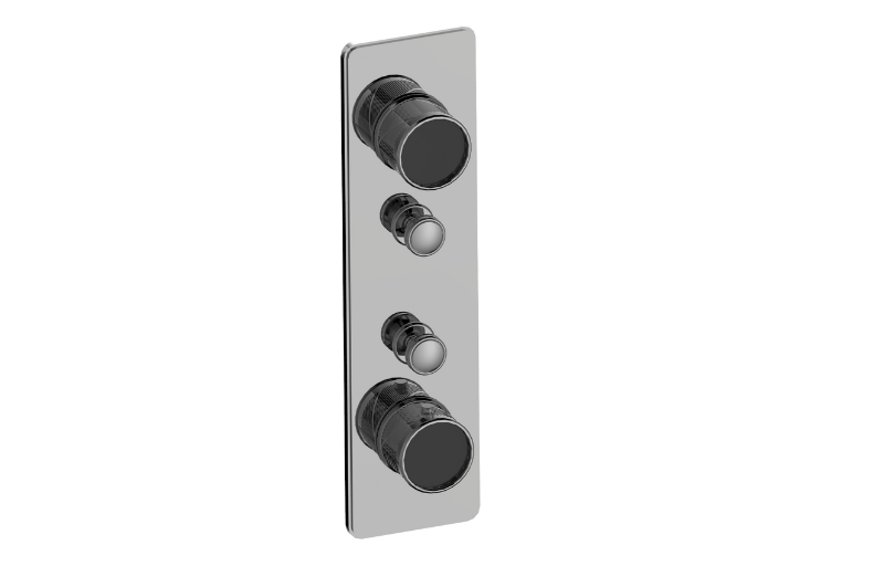 Graff G-18012VAQ-AU-T - Traditional 2-Button Split Knob Oblique Knurl Vertical Trim