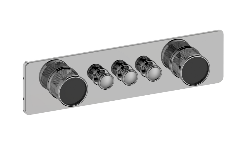 Graff G-18013HAD-AU-T - Traditional 3-Button Split Knob Diamond Knurl Horizontal Trim
