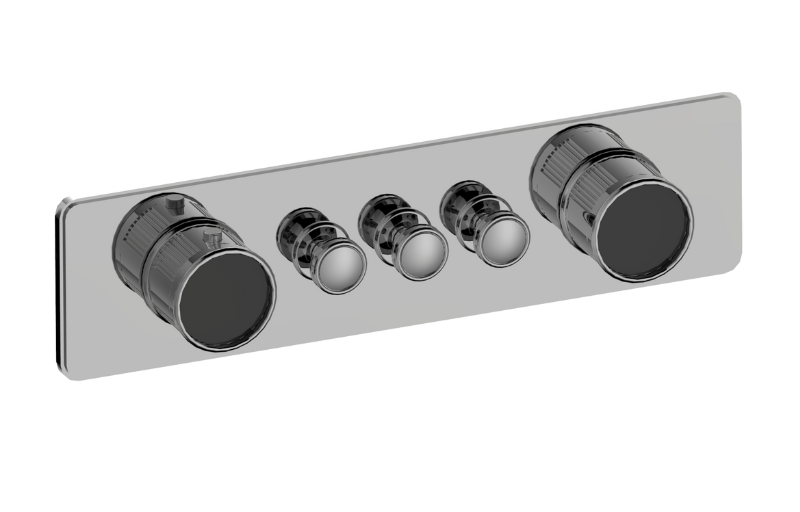 Graff G-18013HAF-AU-T - Traditional 3-Button Split Knob Fluted Knurl Horizontal Trim