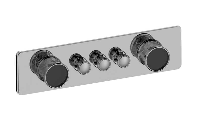 Graff G-18013HAQ-AU-T - Traditional 3-Button Split Knob Oblique Knurl Horizontal Trim
