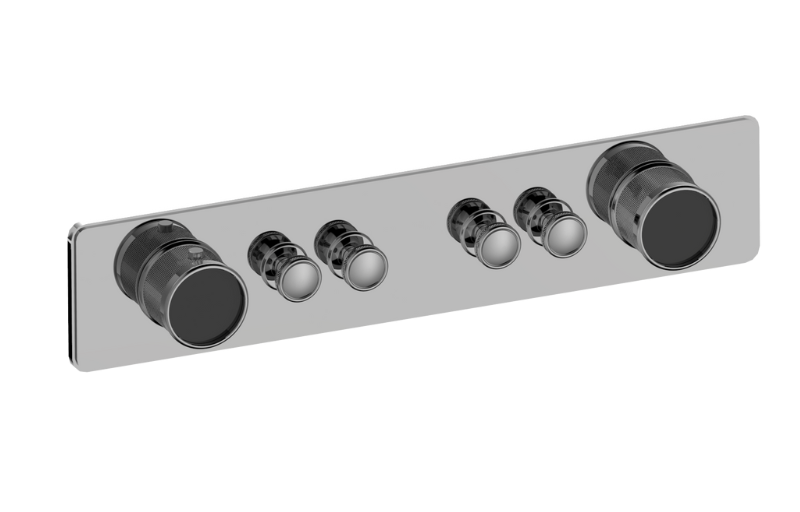 Graff G-18014HAD-BK-T - Traditional 4-Button Split Knob Diamond Knurl Horizontal Trim